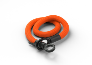 Flexible U-lock extension tex–lock eyelet in orange, size S wrapped around itself