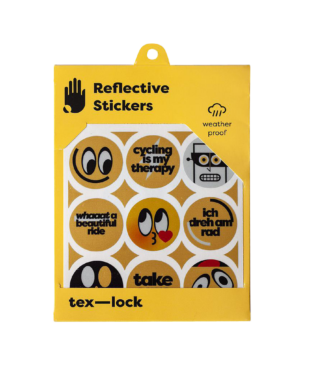round reflective emoji stickers in yellow for bike with claims