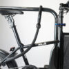 Frame lock with textile plugin-chain in black secures e-bike to bike stand